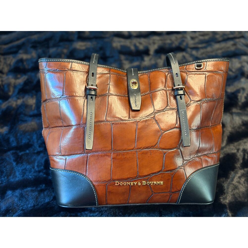 Dooney & Bourke Claremont Dover Tote Cognac Croc-Embossed Leather